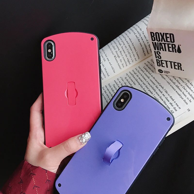Однотонный чехол GlamPhoneCase с кольцом для iPhone 6 7 8 Plus X XR XS Max|Бамперы| |