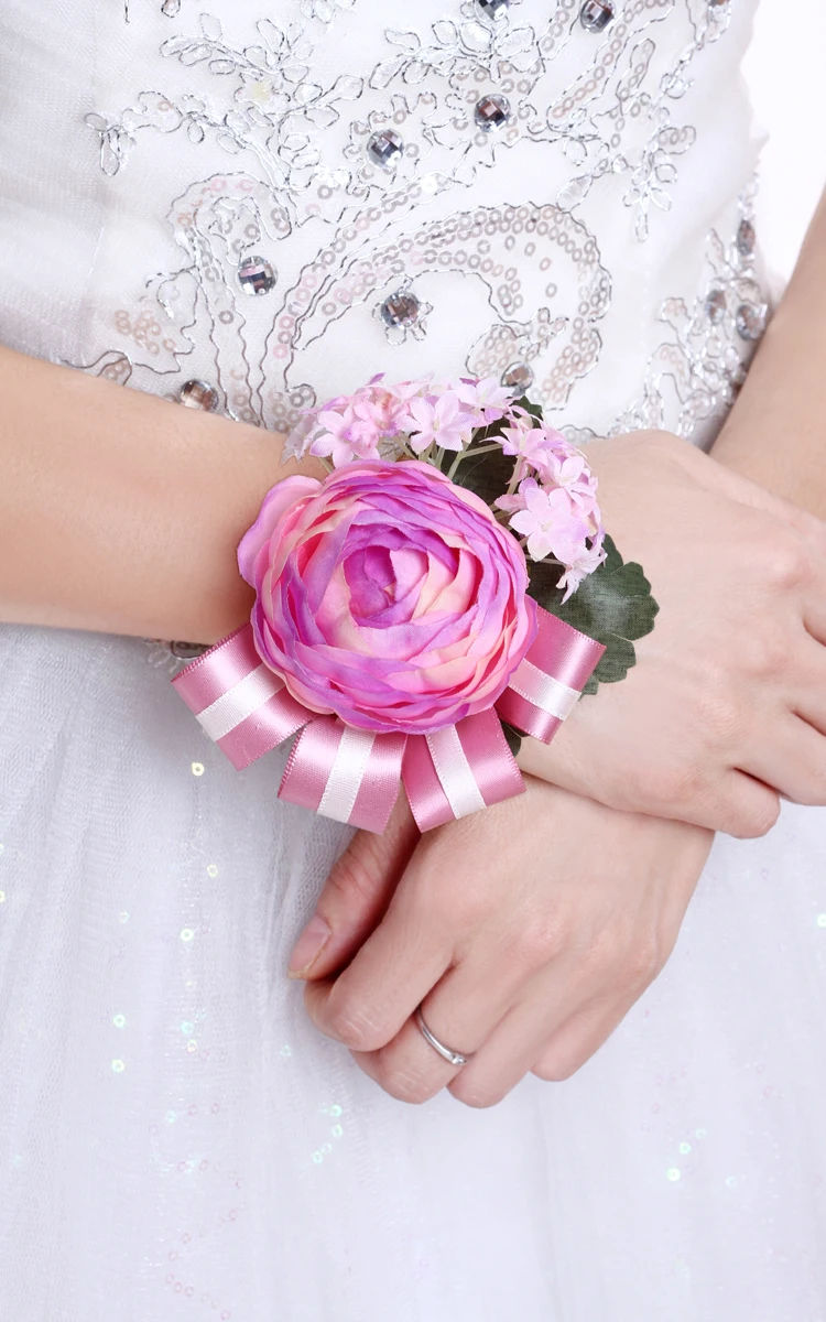 

2018 Свадебные цветы на запястье фиолетовая Роза Свадебная вечеринка ручная декоративная искусственная Пена букет цветов с лентой