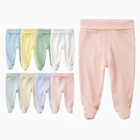 newborn unisex baby pants 0 3 6m baby cotton high waist trousers infant baby boys girls bag foot pants even socks baby leggings