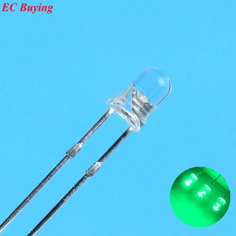 3 мм Emerald Green LED Круглый светоизлучающий диодный Прозрачный Ультра яркий