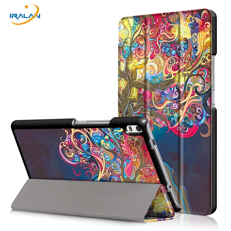 Новинка 2017 ультра тонкий печатных чехол для Lenovo Tab 4 8 плюс tb 8704f 8704n 3 раза Smart Cover Plus +