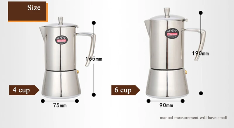 4cup/6cup кофейный набор, фильтр для кофейника, Кофеварка из нержавеющей стали, кофейник 304 Moka, бытовой ручной Пробивной горшок, фильтр, чашка