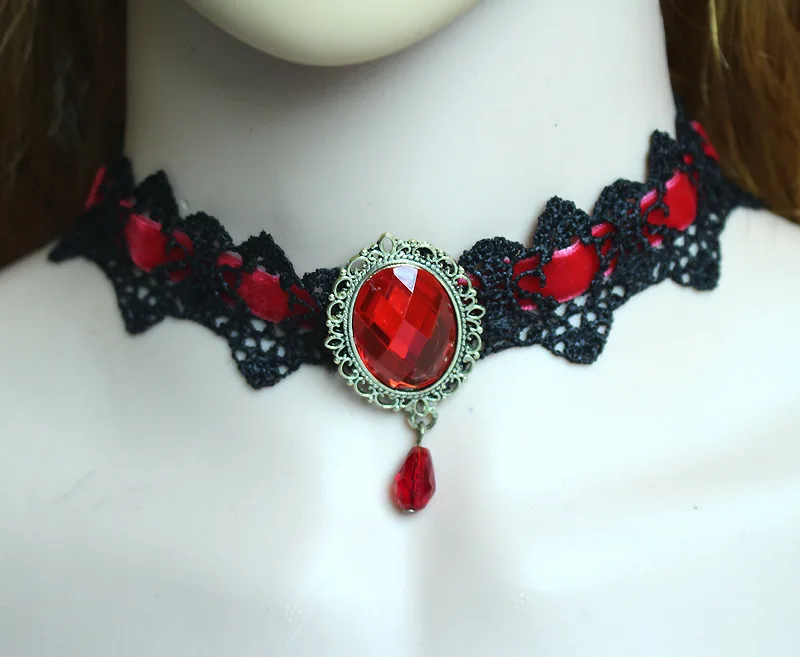 Женское винтажное ожерелье-чокер черное бархатное ожерелье с кружевами и