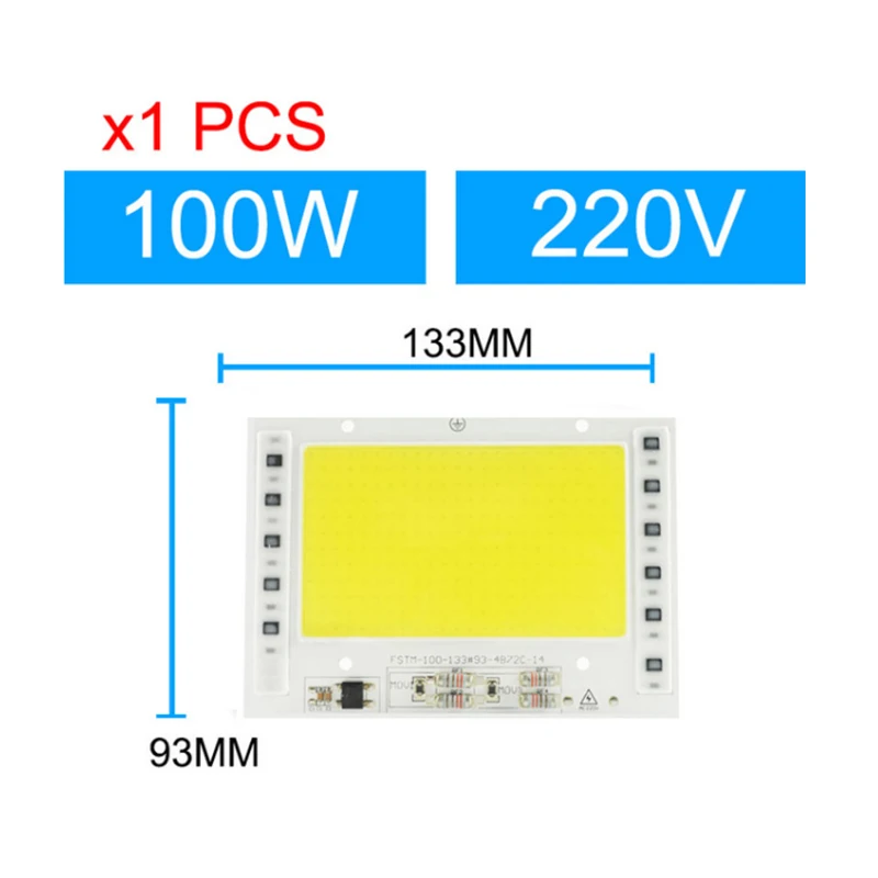 1pcs Chip 100W Kaguyahime AC 220 В 5 Вт~ 100 Вт интегрированный COB светодиодный чип 50 Вт 30 Вт 20 Вт 10 Вт смарт IC драйвер люменов для DIY прожектор - Испускаемый цвет: 1pcs Chip 100W