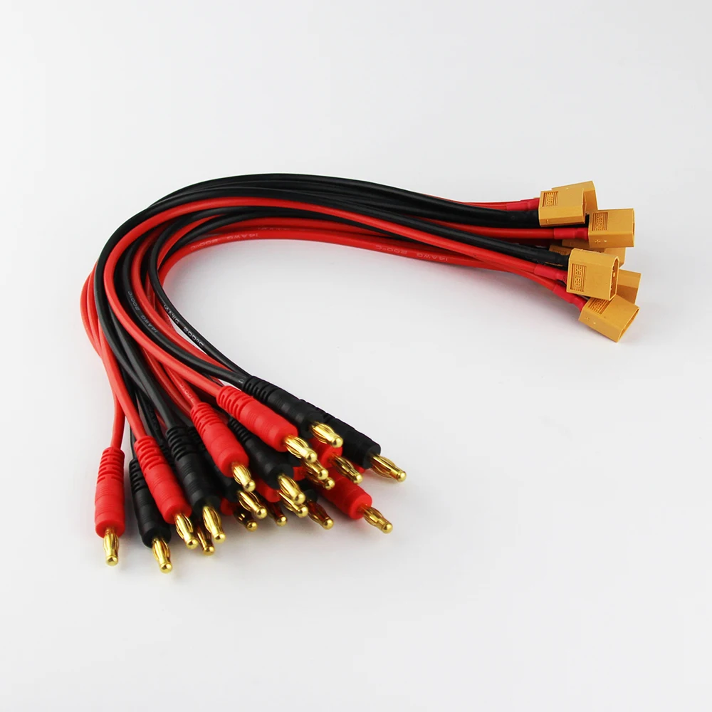 10 шт. 30 см 14awg силиконовый провод кабель RC XT60 к разъему 4 мм Банановая Пуля разъем