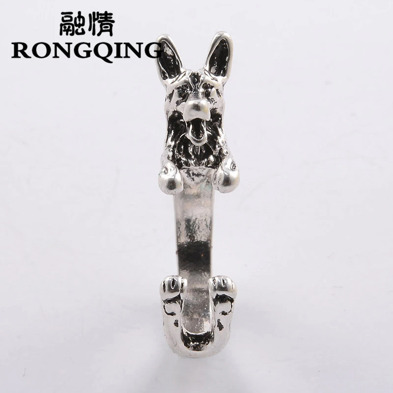 3D реалистичное кольцо RONGQING в виде немецкой овчарки регулируемое животного для