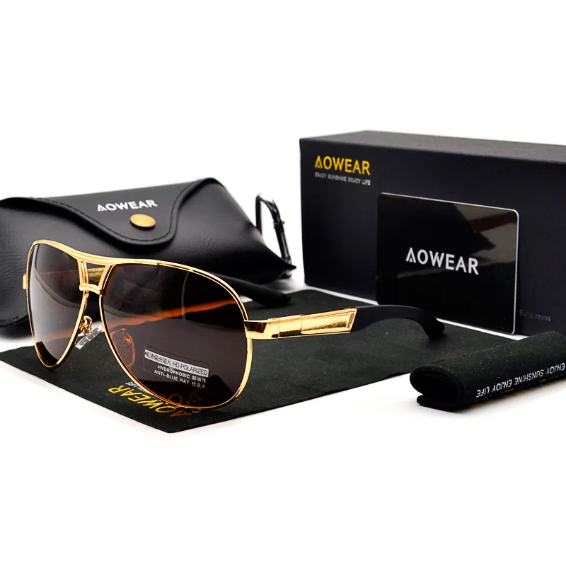 AOWEAR HD очки ночного видения мужские Поляризованные желтые линзы очки для вождения солнцезащитные очки модные высококачественные мужские очки