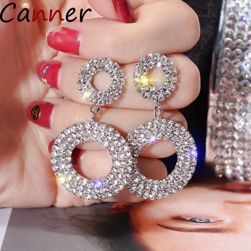 CANNER Shining Circle висячие серьги ювелирные для женщин с золотыми стразами Кристальное