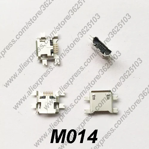 

50 шт., разъем Micro USB M014, 4 фута, SMT для зарядки телефона, хвостовик USB, гнездо 2,0, мини-USB, гнездо 5Pin