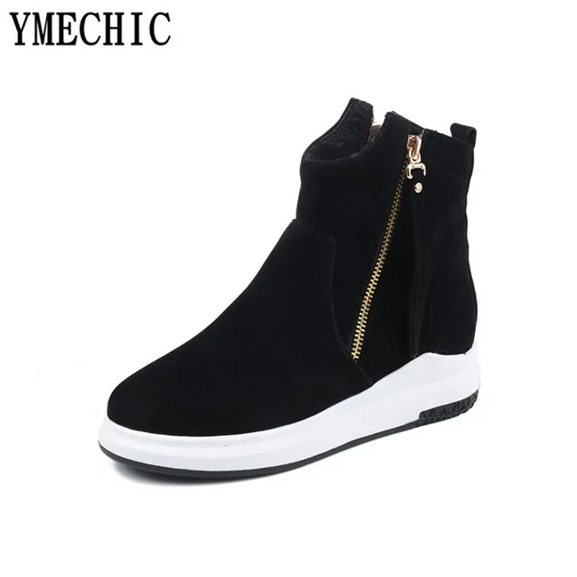 Женские ботинки Челси YMECHIC черные/коричневые повседневные короткие на платформе