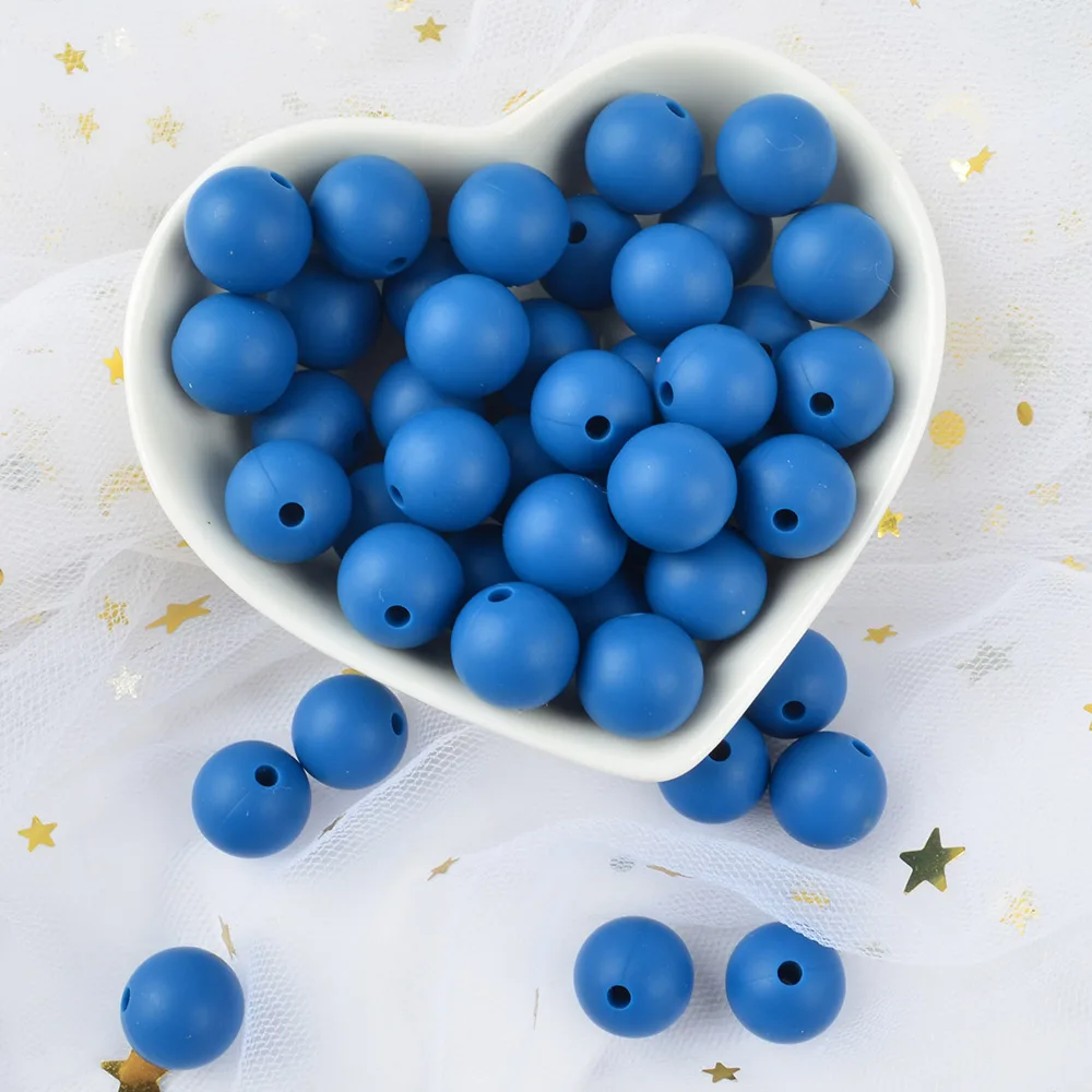 vivid blue LOFCA 30 шт. Силиконовые 12 мм бисер ребенок прорезывание зубов игрушка BPA бесплатно пищевого качества Детские Прорезыватели круглые свободные бусины DIY Уход ювелирные изделия ожерелье - Цвет: vivid blue