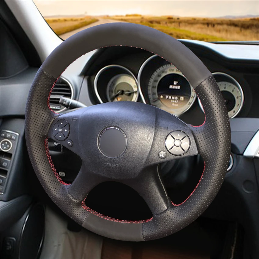 Чехол на руль MEWANT из черной натуральной замши для Mercedes Benz W204 C Class 2007 2010 C280 C230 C180 C260