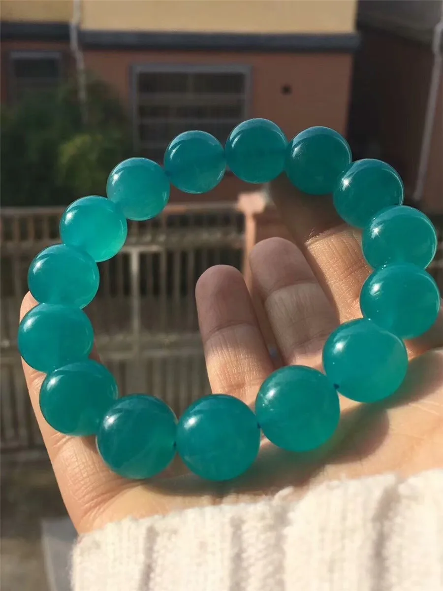 

Natural Mozambique Green Amazonite Gems Bracelet For Women 12mm Green Amazonite Crystal Round Bead Bracelet