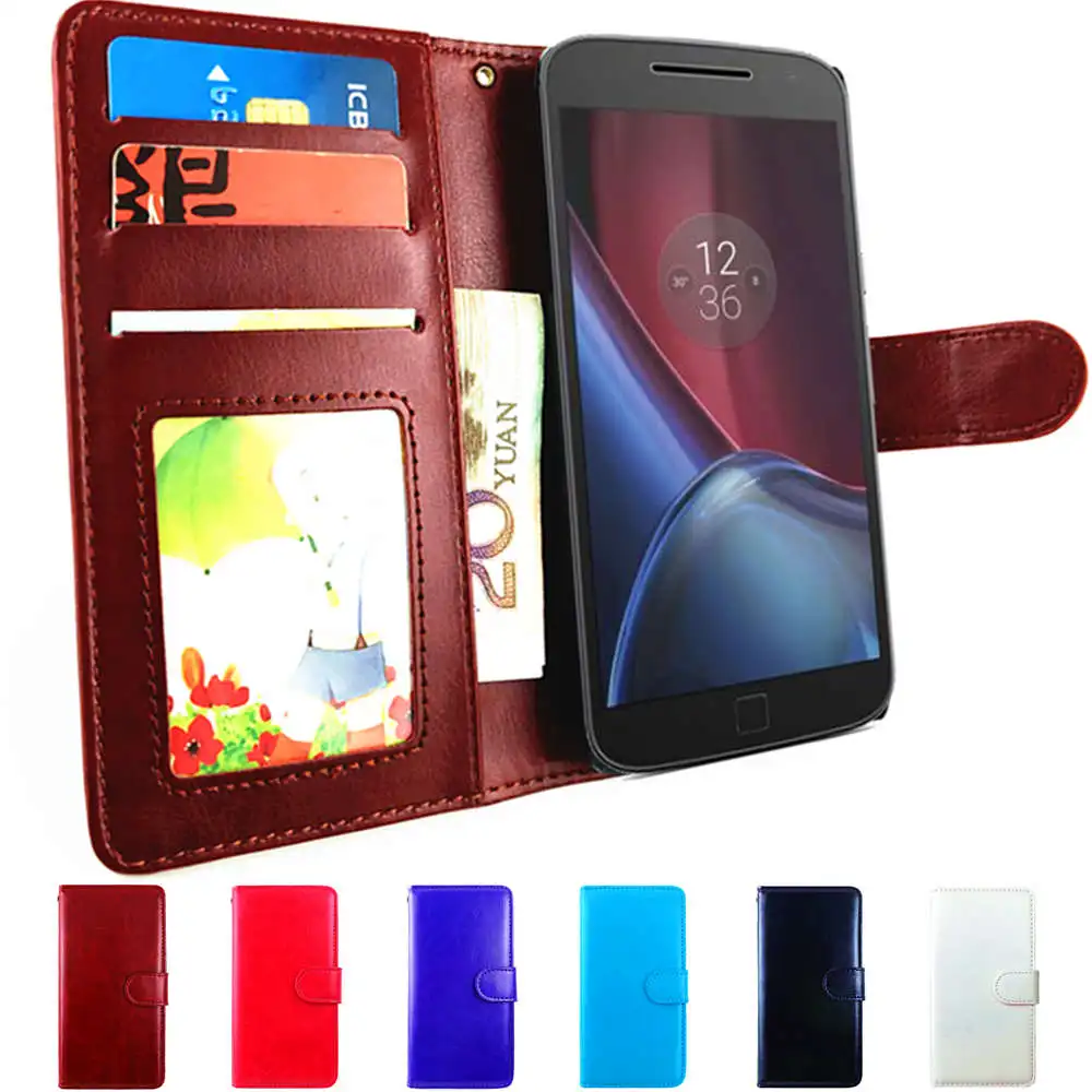 Играть G 4 Plus чехол Кожаный книжка с бумажником для Motorola Moto G4 играть плюс Чехол