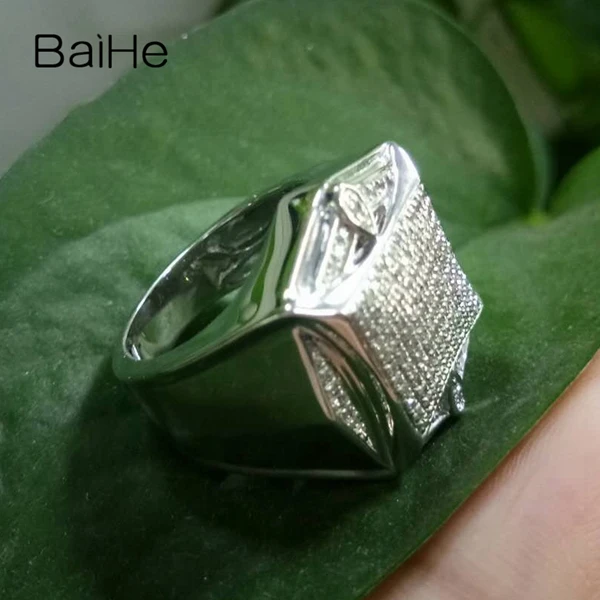BAIHE Стерлинговое Серебро 925 0.6CT сертифицированное H/I круглая огранка с натуральными бриллиантами свадебное мужское модное Ювелирное кольцо