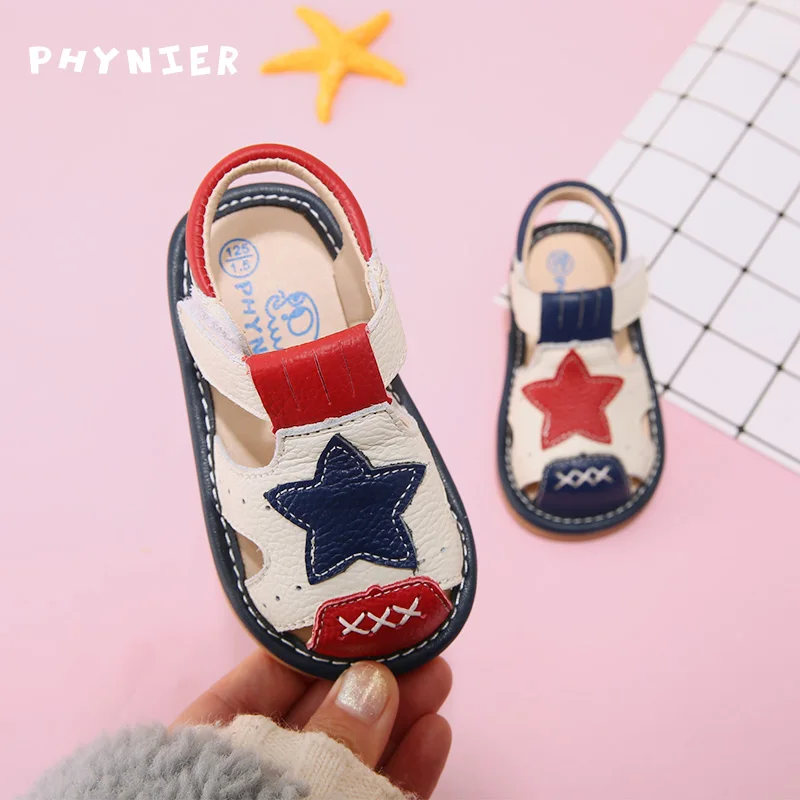 Летние кожаные туфли для детей 1-3-5 лет обувь отдыха сандалии Baotou мягкая подошва