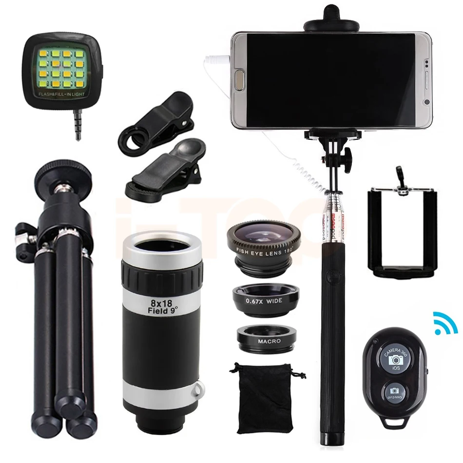 15in1 Объективы для фотоаппаратов Kit Fisheye Широкий формат макро Lentes 8x