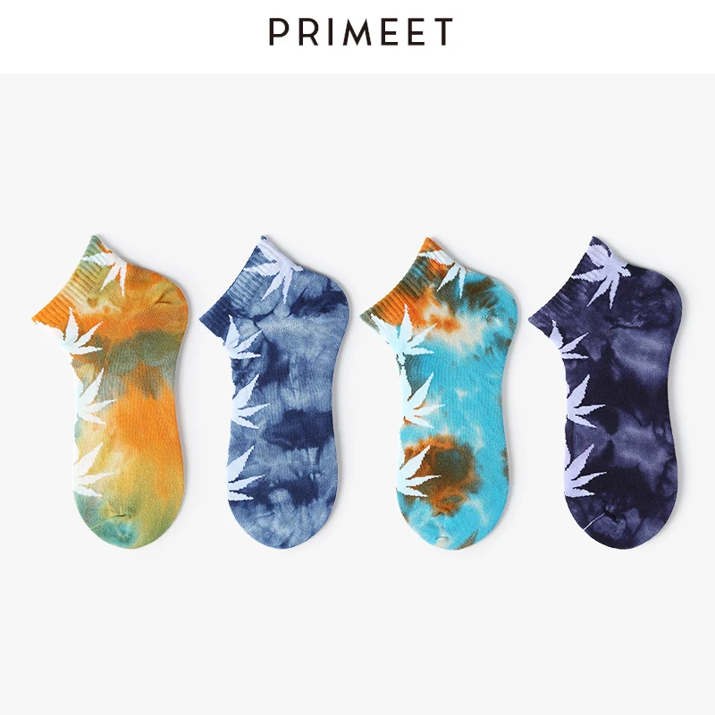 Летние мужские носки до лодыжки harajuku в стиле хип хоп с принтом tie dye хлопковые
