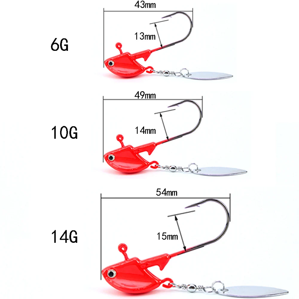 JACKFISH 1 шт. металлические крючки с головкой 6 г 10 14 крючок свинцовой для приманки