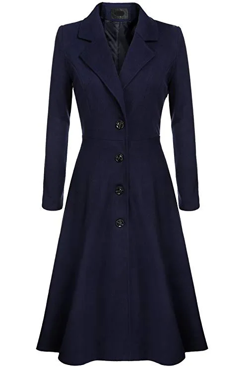 NavyBlue Зимние женские топы с длинными рукавами для девочек, красная Шерстяная Смесь, пальто, модная Повседневная ветровка, женское негабаритное Плиссированное пальто 3xl, лидер продаж - Цвет: NavyBlue