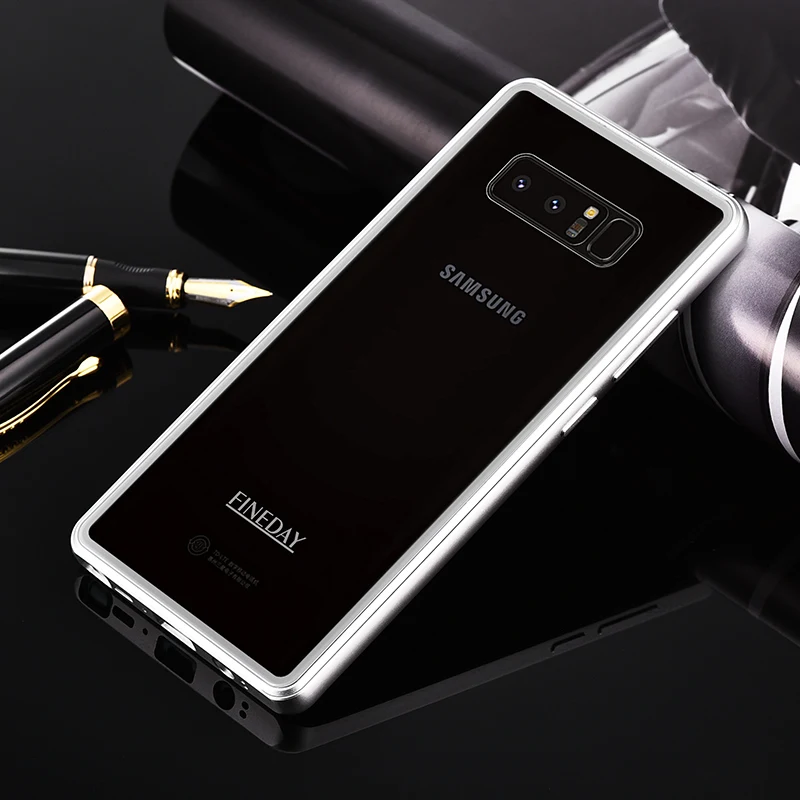 Для samsung Galaxy Note 8 чехол Роскошный 9H твердость прозрачное закаленное стекло крышка+ Алюминиевый металлический бампер набор чехол для телефона s Note8