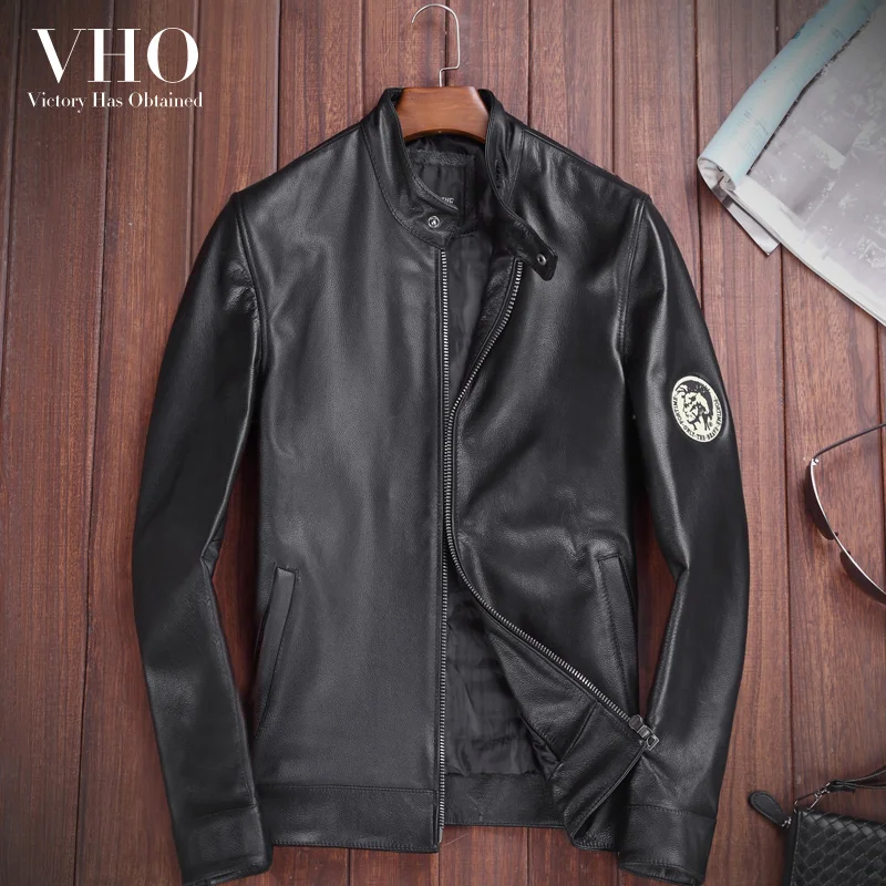 VHO Harley мотоциклетная кожаная куртка Модные из натуральной коровьей кожи пальто