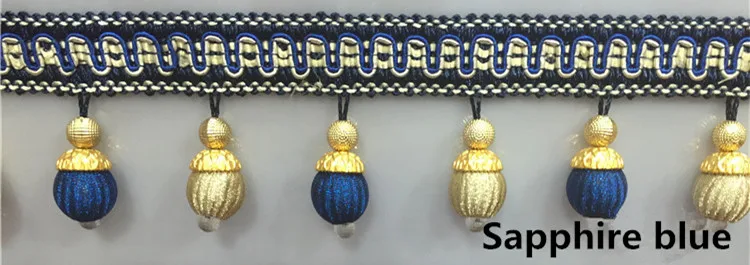 Sapphire blue XWL 12 ярдов/партия 6 см широкие бусины кружевные аксессуары для занавесок кисточки бахрома отделка ленты DIY для занавесок диван вуаль диван домашний декор - Цвет: Sapphire blue