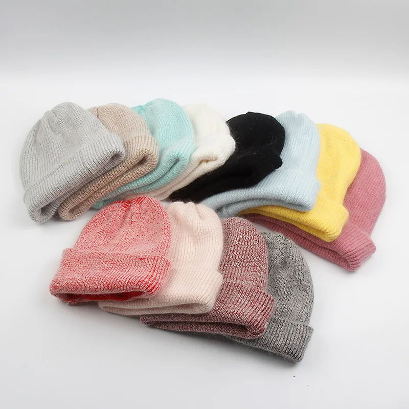 

11 Colorway New Autumn Winter Bonnet Unisex Solid Color Rabbit Fur Wool Beanies Cashmere Woman Warm Knitted Hat Wholesales Gift