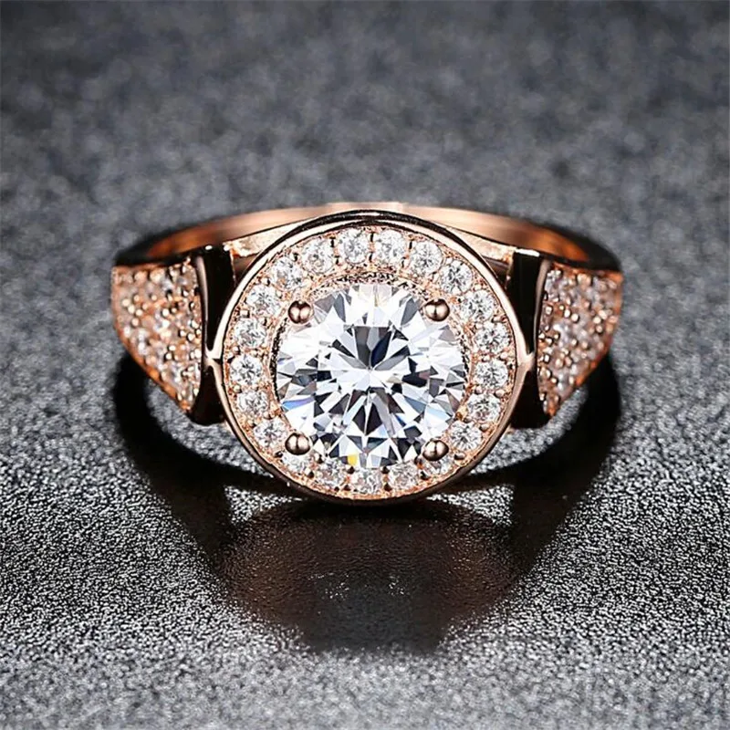 Круглые кольца с цирконом | Кольца