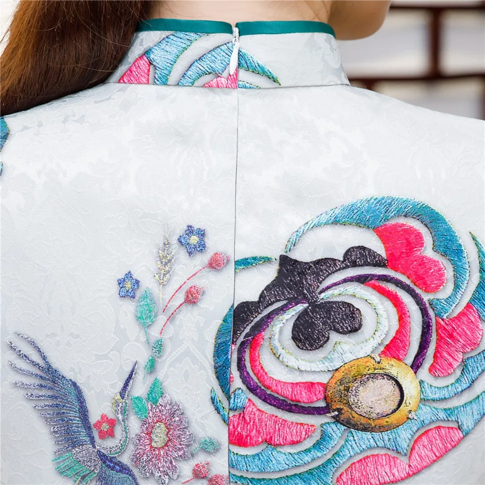 Шанхай история короткий рукав Qipao длиной до колена китайское платье Весна Cheongsam