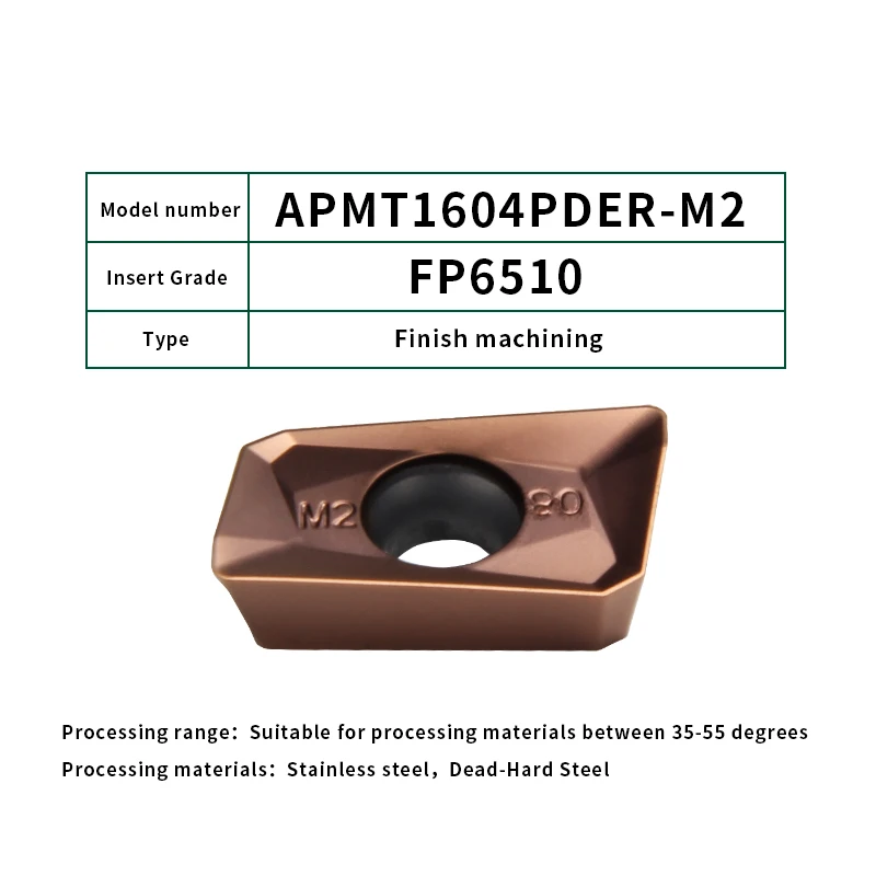 APMT1604PDER-M2-6510 FivePears 10 шт. APMT1135/1604PDER-H2 M2 TT твердосплавные вставки лицо мельница Фрезерный резак с ЧПУ инструмент - Длина режущей кромки: APMT1604PDER-M2-6510