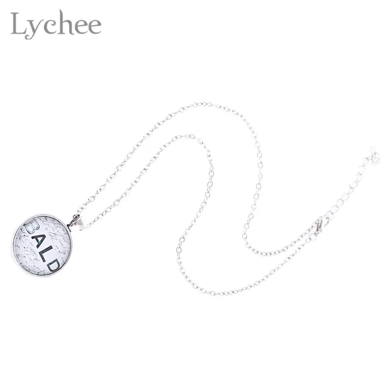 Lychee Трендовое ожерелье из сплава с принтом букв и сердца кабошон черный/белый фон