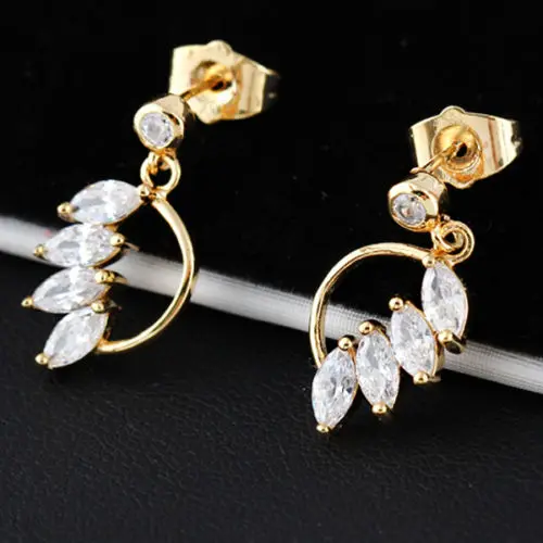 Free Shipping Fashion Womens White Sappire Crystal Wing's Design Dangle Stud Jewelry Earrings 2015 New Arrival Promotion | Украшения и