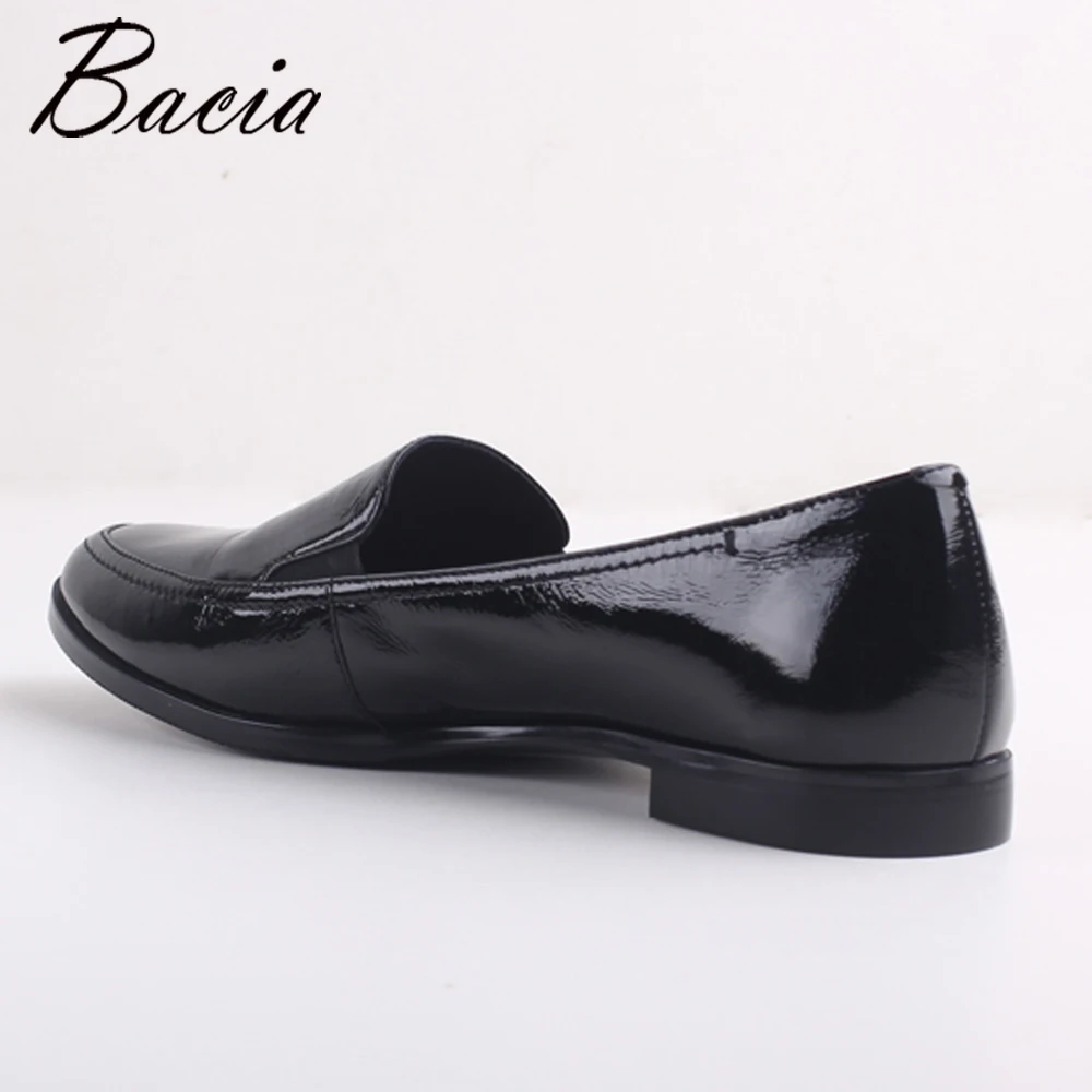 Bacia/роскошные классические кожаные туфли черный ретро круглый носок Slip-on Туфли