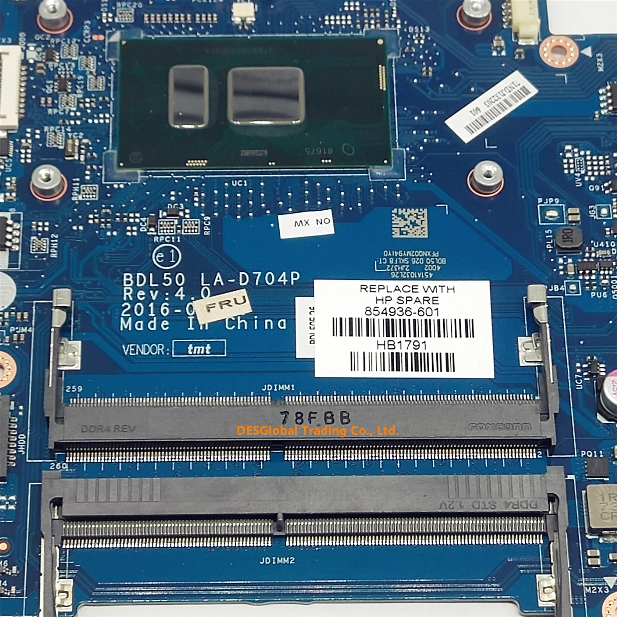 Материнская плата BDL50 860158-601 854936-601 для hp 15-AY 15-ay015ds Материнская плата ноутбука i5-6200U LA-D704P DDR4 854936-501 854936-001 аккумулятор большой емкости