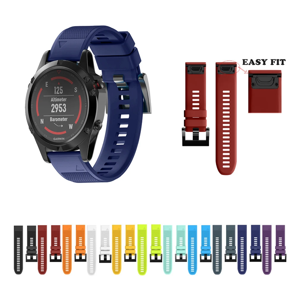 Fistar 15 цветов 22 мм Замена Silicagel Quick Release Easy Fit ремешок для наручных gps часов Garmin Fenix 5x