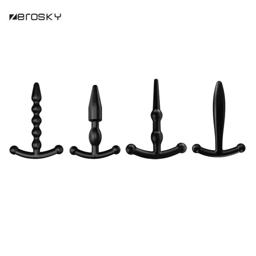 Zerosky 4pcs/set Silicone Male Penis Plug Tube Urethral Stretcher Irritation Rod Massage Sex Toys for Men |