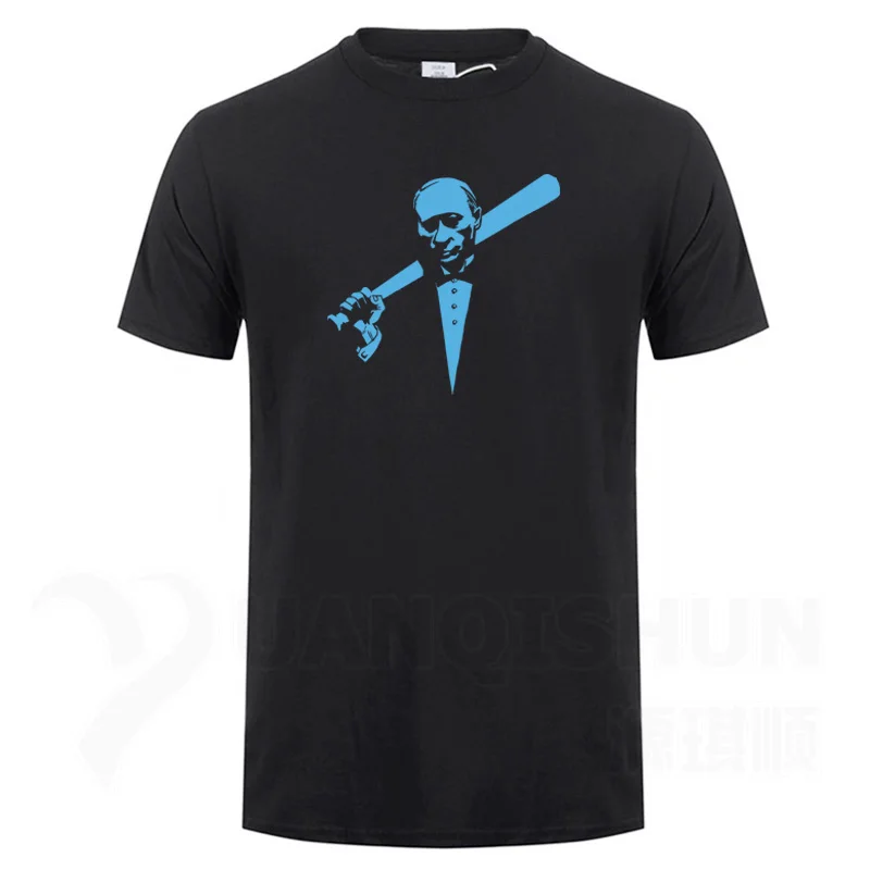Black 4 Funny Men's Tee Shirt Russian President Vladimir Putin Print T-shirt Top Quality Cotton Short sleeves Tops Fashion Men Tees - Цвет: Black 4
