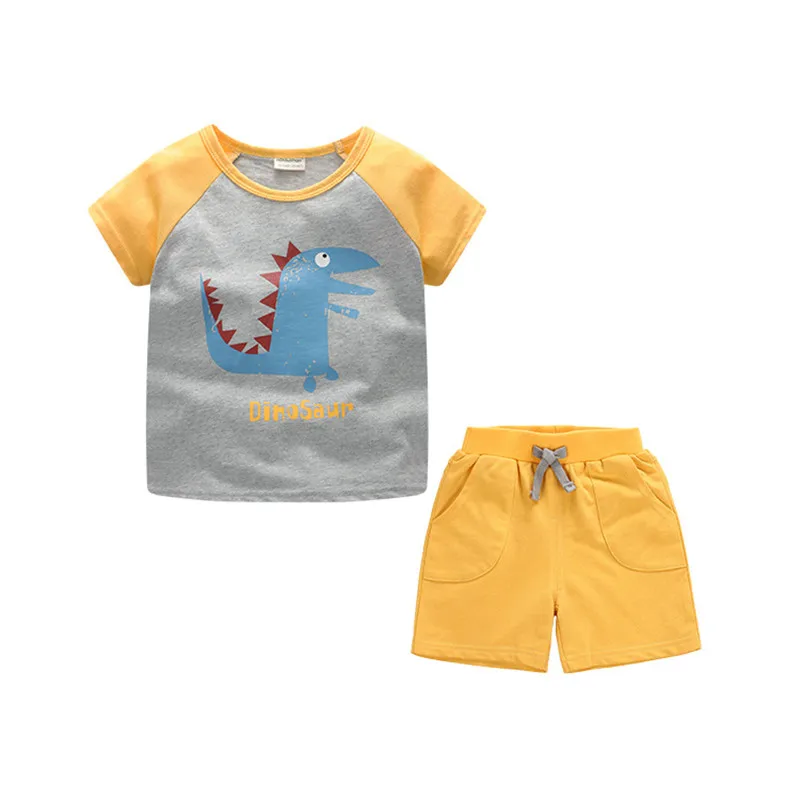 mimiwinga summer new boys casual cotton comfort printing letter mail short-sleeved shorts two-piece suit |