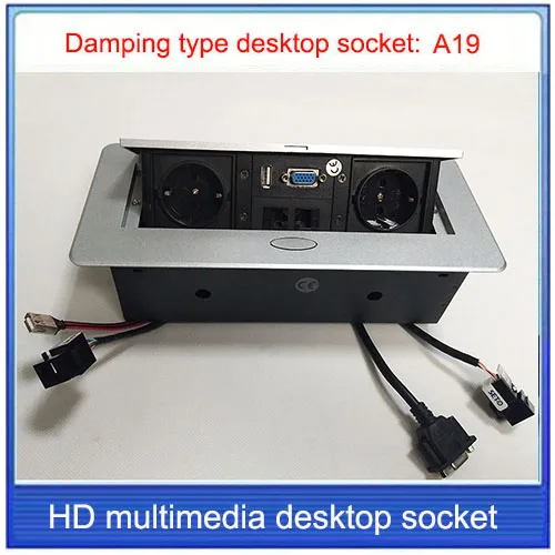 Настольная розетка с европейской вилкой/Скрытая/RJ45/VGA /USB/Информационная