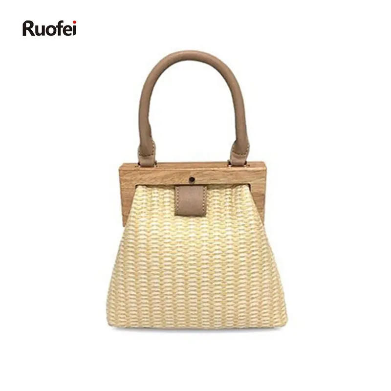Neue mode stroh tasche holz зажим для телефона damen umhangetasche sommer reise strandtasche luxus handtaschen Design 2019|Сумки