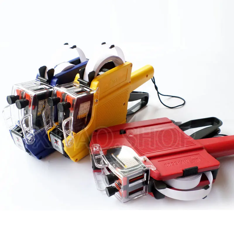 Двухлинейный 10 значный тег на этикетку пистолет + рулон бумаги для пробной печати