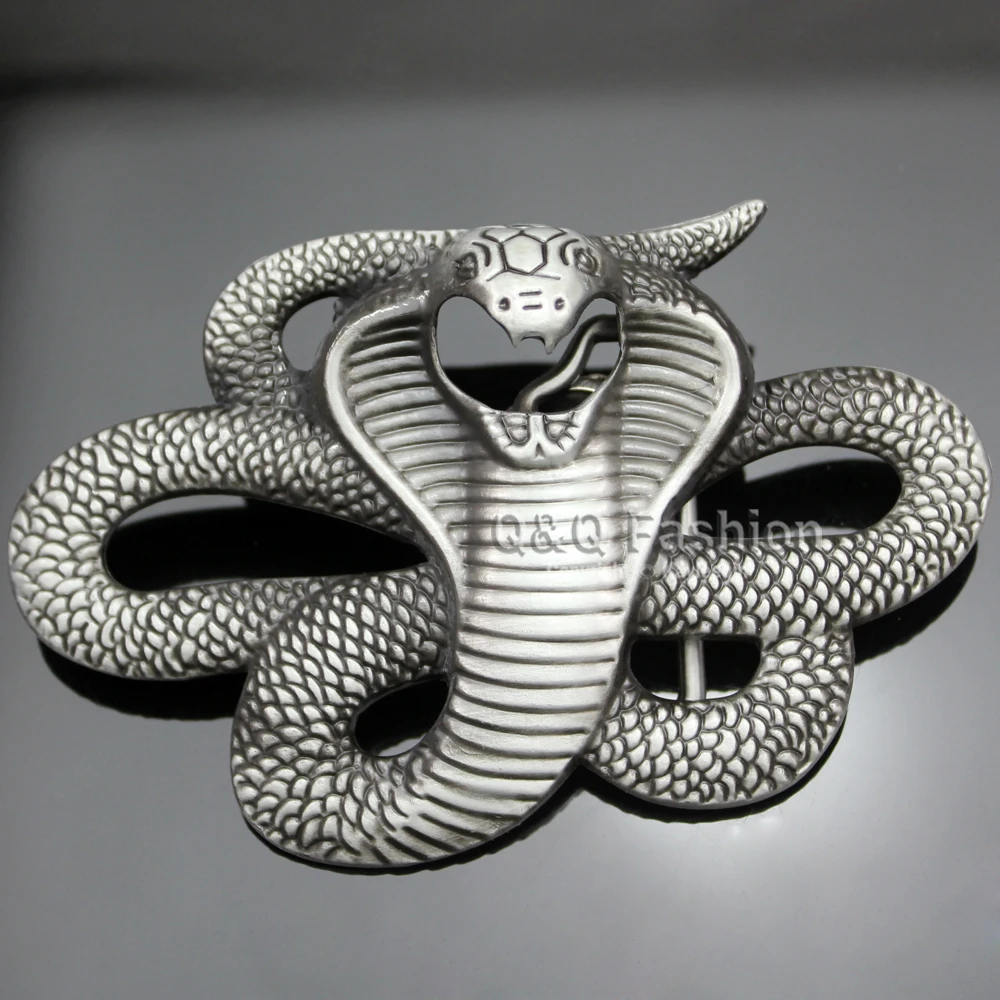 Винтажная посеребренная египетская 3D змея Viper кобра питона пряжка для ремня
