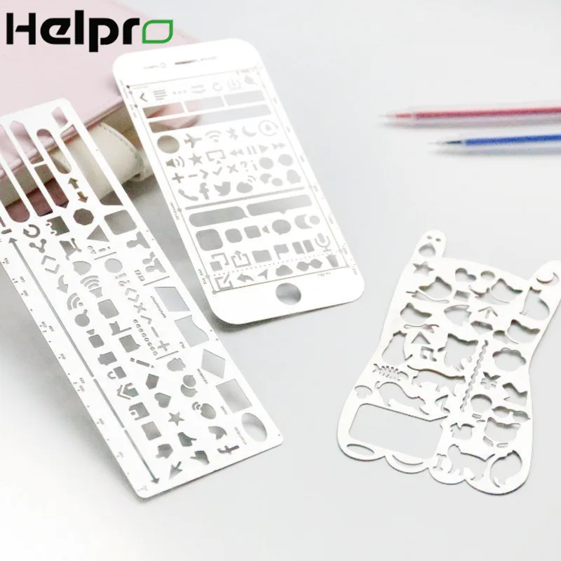 Helpro 1 шт./компл. пластиковый набор кисточек геометрический транспортир рисунок