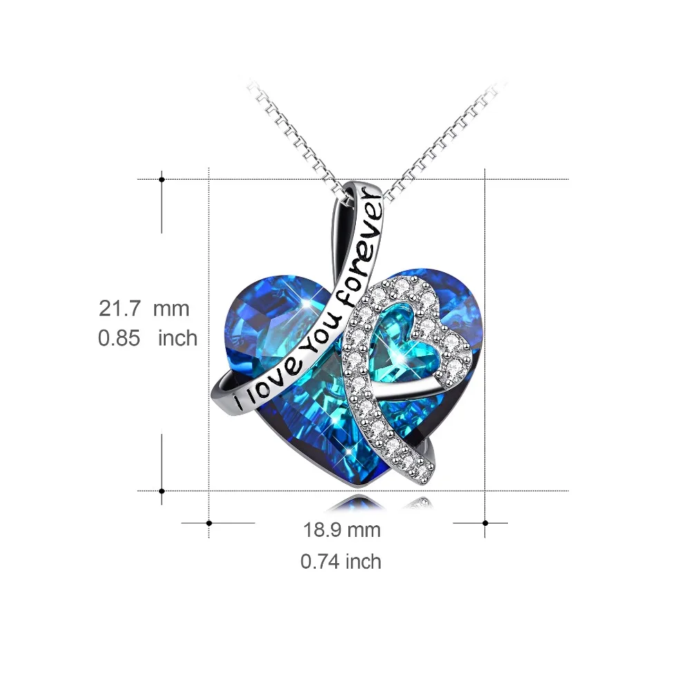 Ожерелье с подвеской в виде сердца от Swarovski бренд Aoboco I Love You Forever серебро 925 пробы