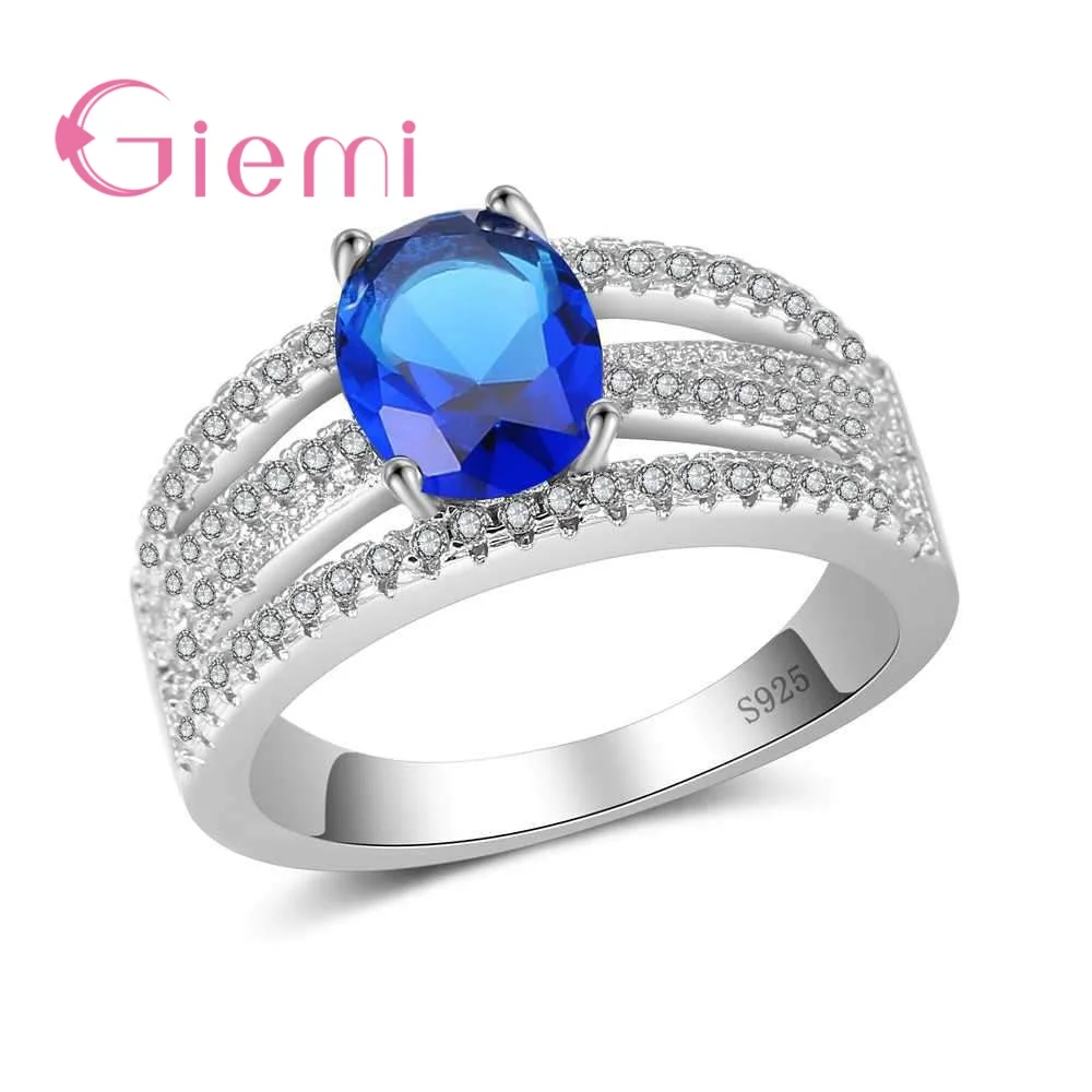 

Women Wedding Rings 100% 925 Sterling Silver Oval Shape with CZ Stone Jewelry Engagement Rings Female Anel Bijoux