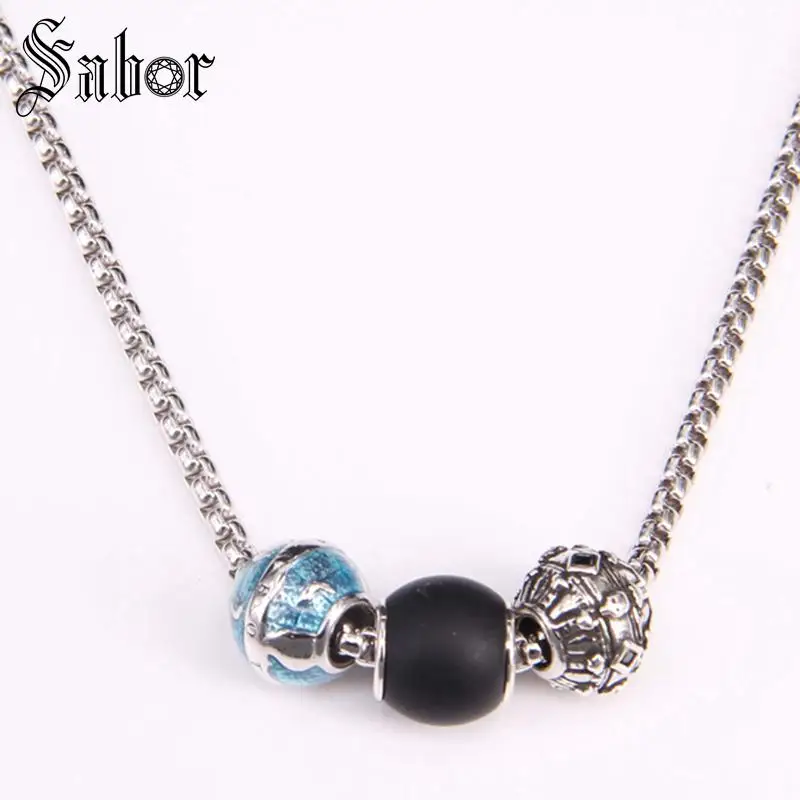 Ожерелье из зигзага и обсидиана ожерелье шармы Европейский Rebel ювелирные изделия