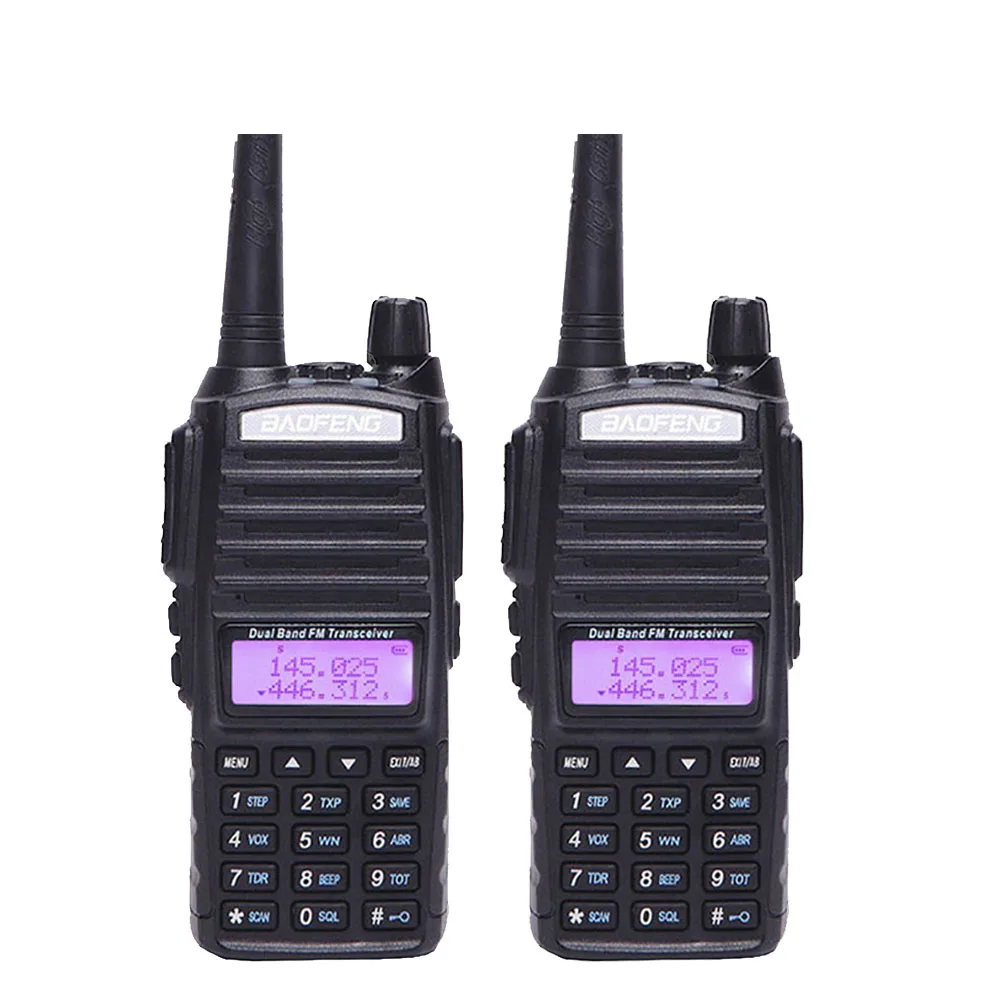 2 шт BAOFENG UV-82 8 Вт 10 км Tri-power 136-174 МГц и 400-520 МГц двухдиапазонный портативный fm-приемопередатчик UV82 walkie talkie - Цвет: Radio x 2