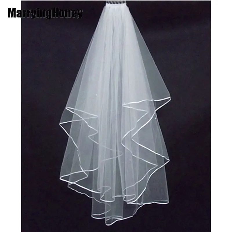 Свадебная вуаль с кромкой из ленты цвета слоновой кости белый 2 T длинная для