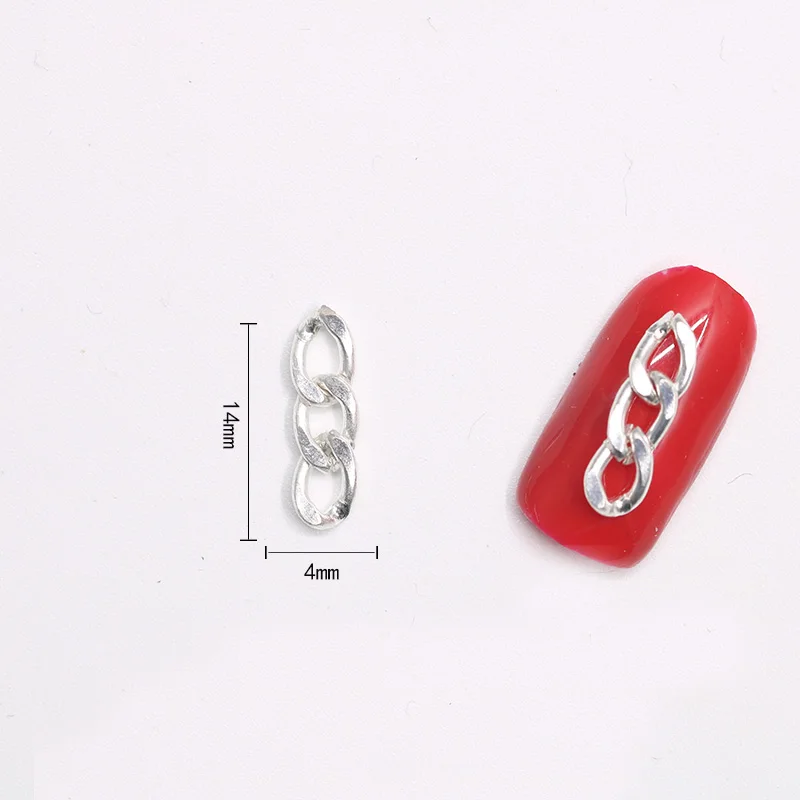 3section-Silver 20 шт., топ, 3D металлическая цепочка, черный, золотой, серебряный, Япония, Корея, украшения для нейл-арта, в стиле панк, DIY, инструменты для ногтей, очаровательные аксессуары для ногтей - Цвет: 3section-Silver